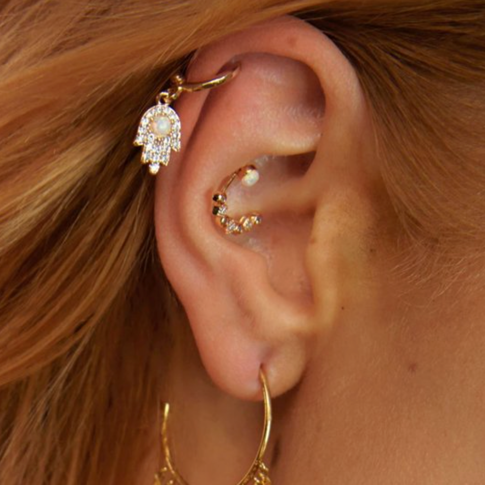 Fatimas Hand with opal earring