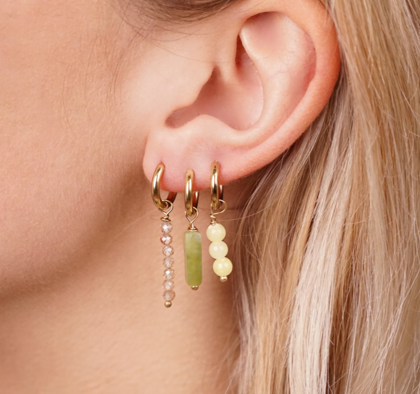 Green Tube Bead Earring