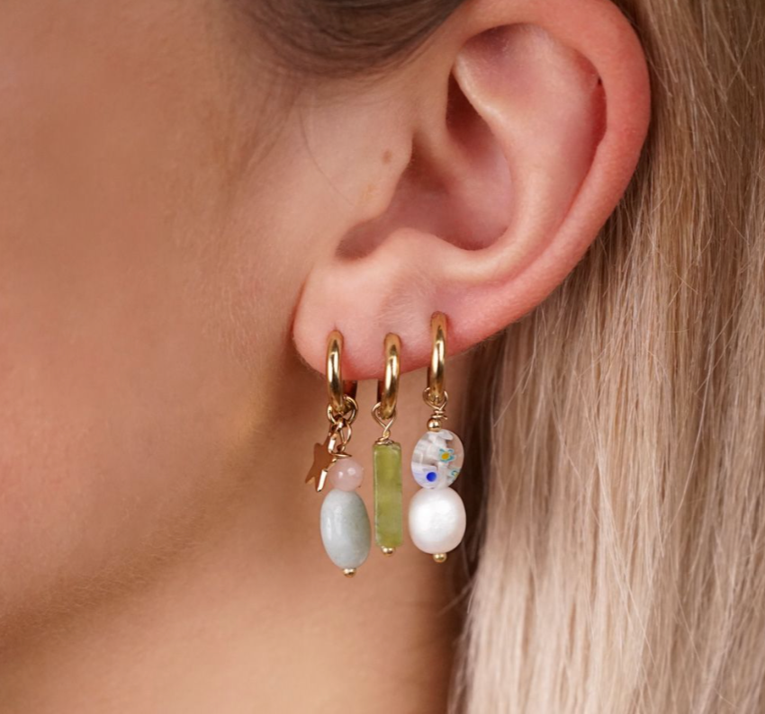 Green Tube Bead Earring