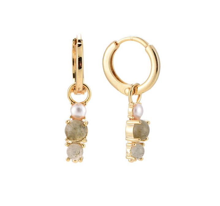 Grey Stones & Pearls earrings