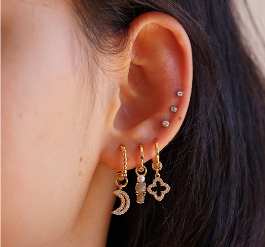 Grey Stones & Pearls earrings