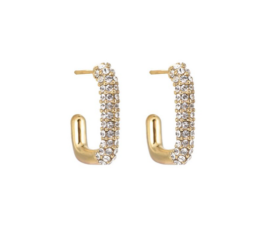 Shining square stud earrings